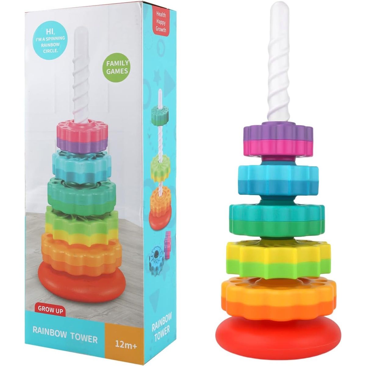 GENERICO - JUGUETE DE APILAMIENTO GIRATORIO DE ARCOIRIS