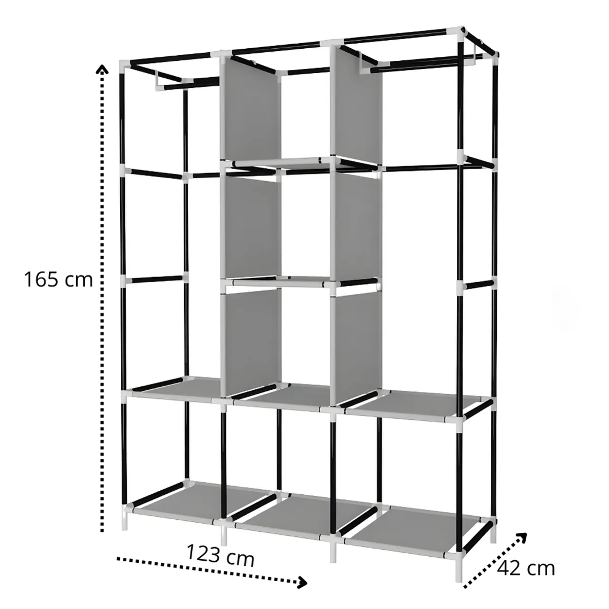 SM - ROPERO ARMABLE - TUBOS CROMADOS INOXIDABLE DE 3 CUERPOS ROJO