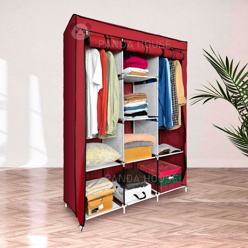 SM - ROPERO ARMABLE - TUBOS CROMADOS INOXIDABLE DE 3 CUERPOS ROJO