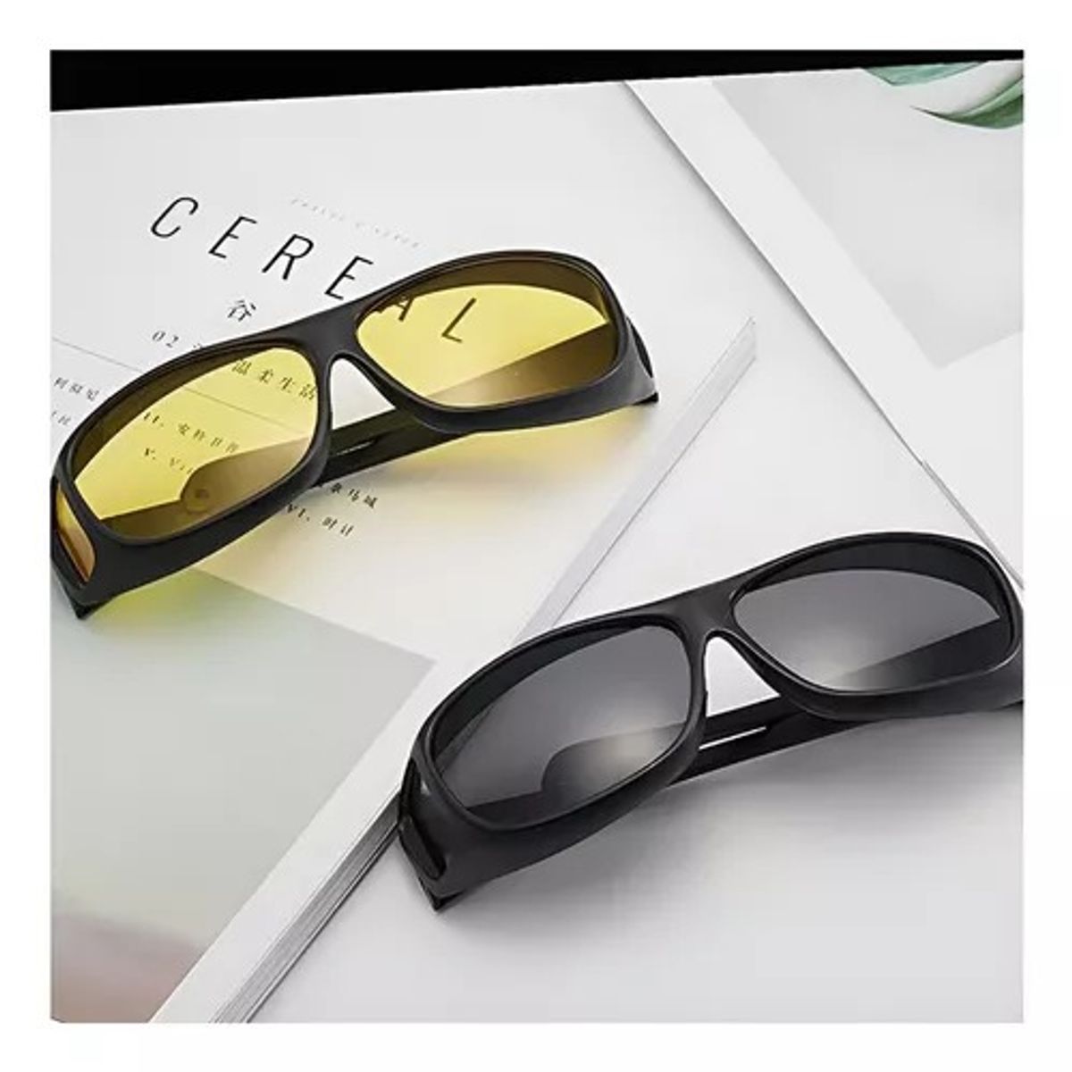 GENERICO - GAFAS DE SOL Y CONDUCCION CON HD 2x1 NEGRO Y AMARILLO