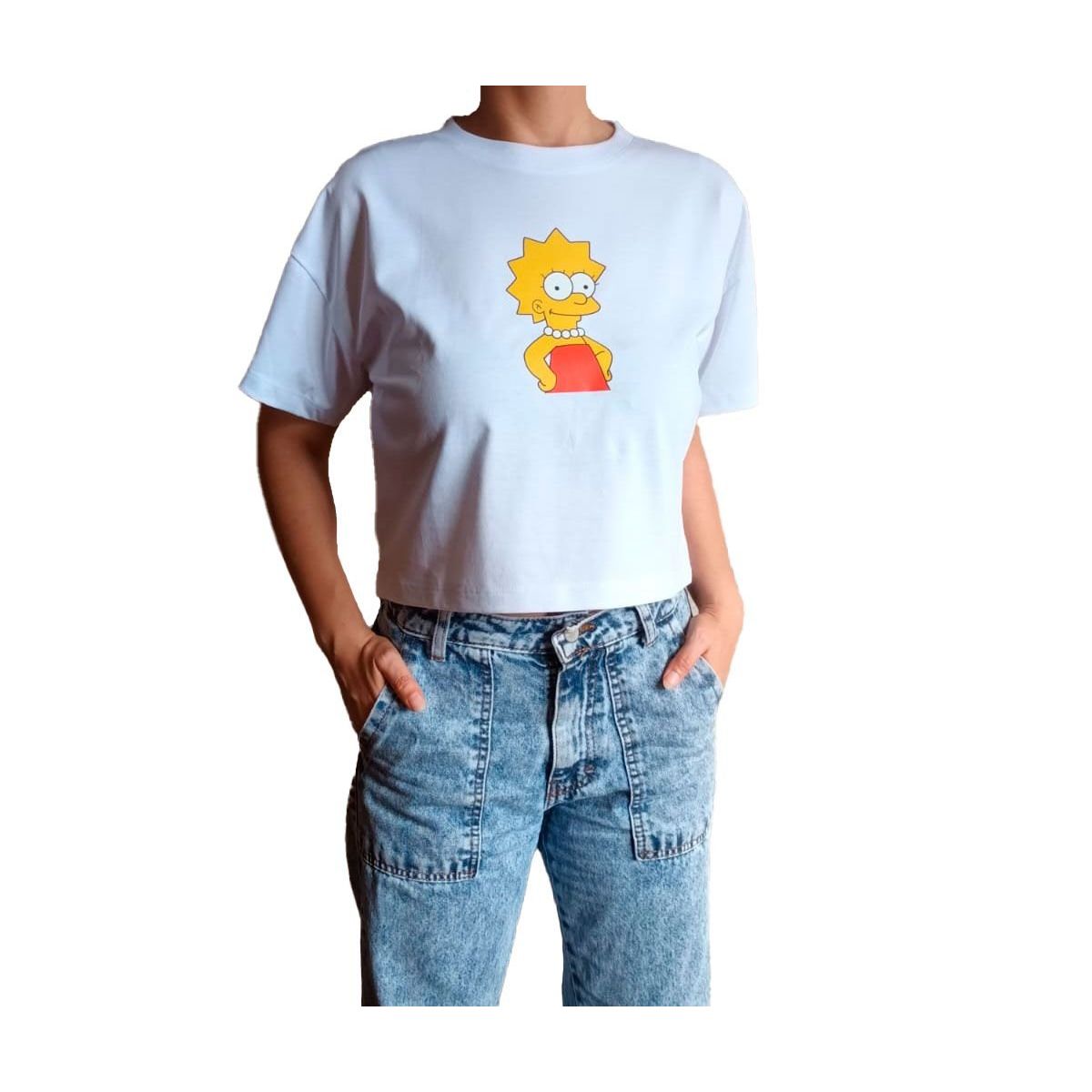 GENERICO - Polo Mujer Crop Top Lisa Simpson - Nathalie Love It - Blanco