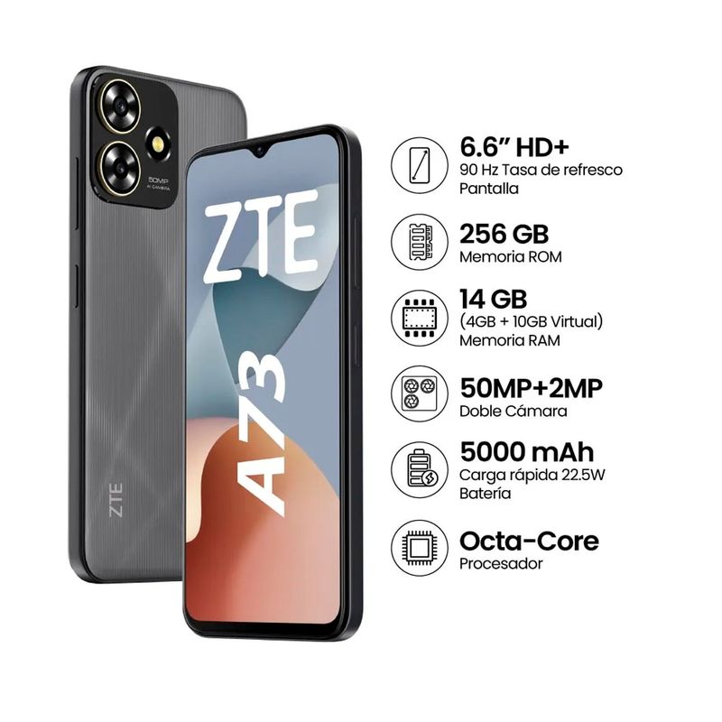 ZTE - CELULAR ZTE BLADE A73 6,6 4GB 256GB 50MP + 2MP Negro