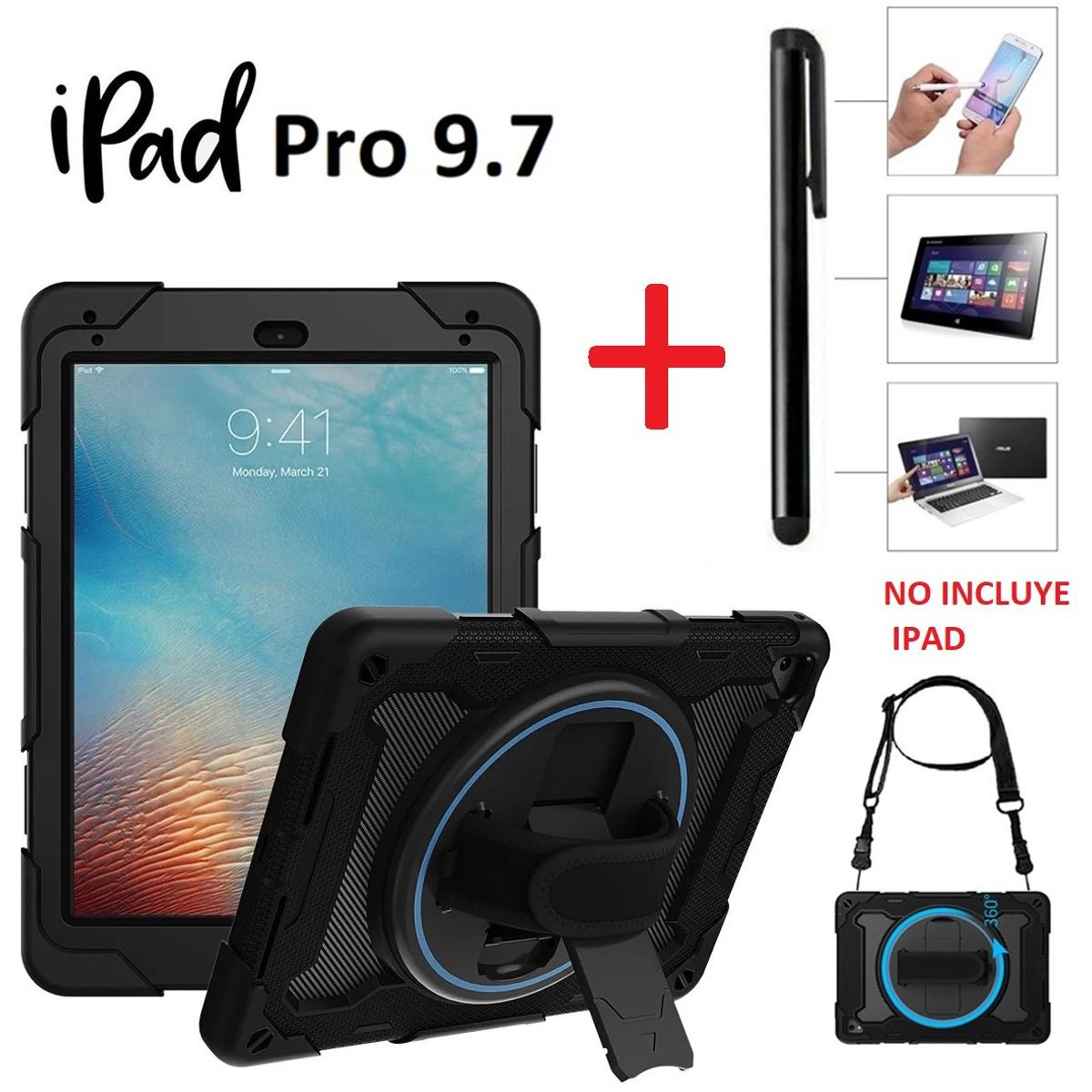 GENERICO - Funda Anti Golpes + Lapiz Tactil para iPad Pro 9.7 A1673 A1674 A1675