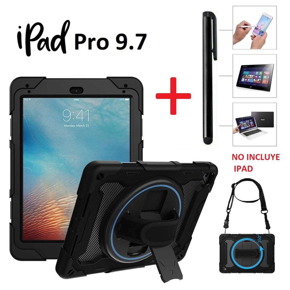 GENERICO - Funda Anti Golpes + Lapiz Tactil para iPad Pro 9.7 A1673 A1674 A1675