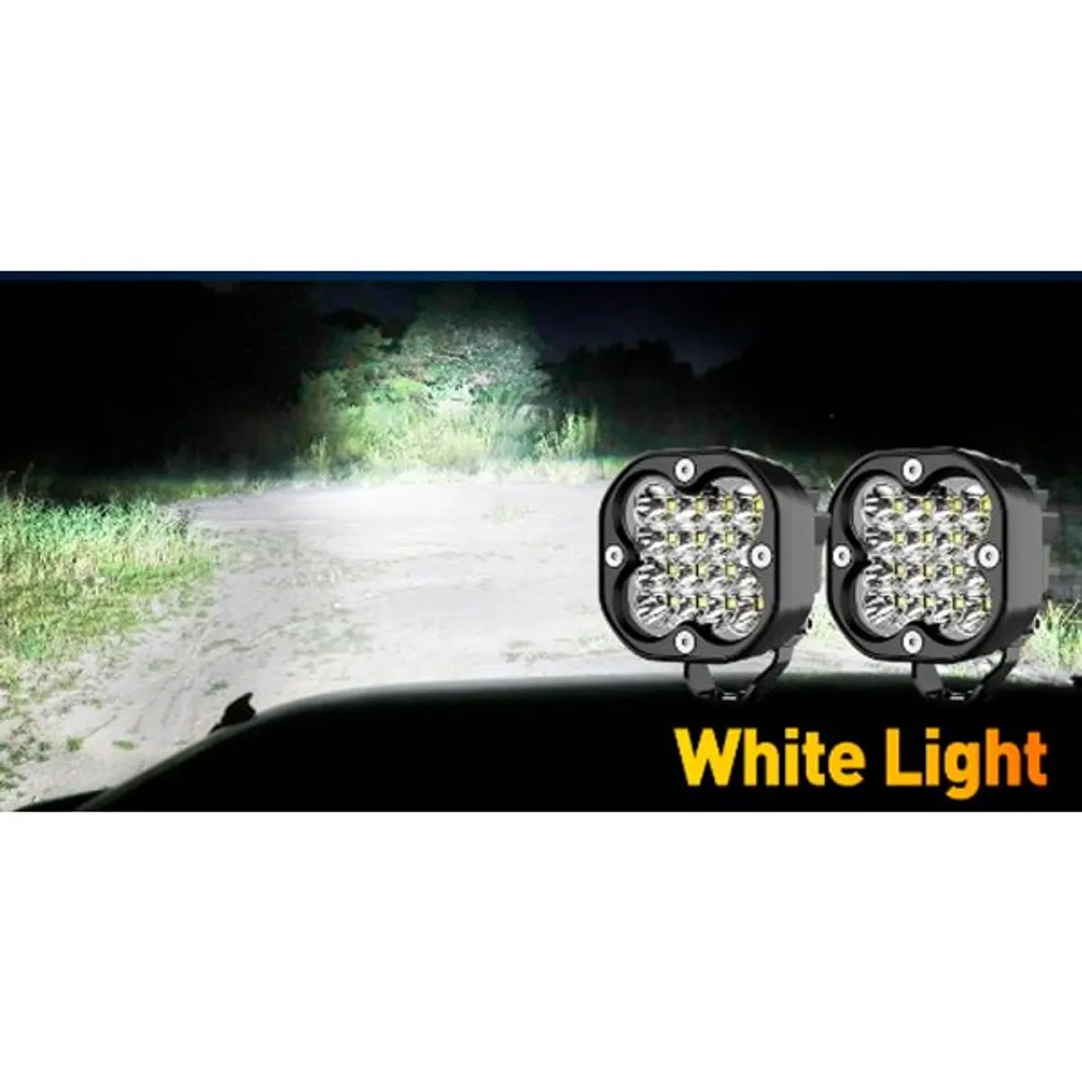NAOEVO - Faro LED Auxiliar 3 Cuadrado Spot Blanco