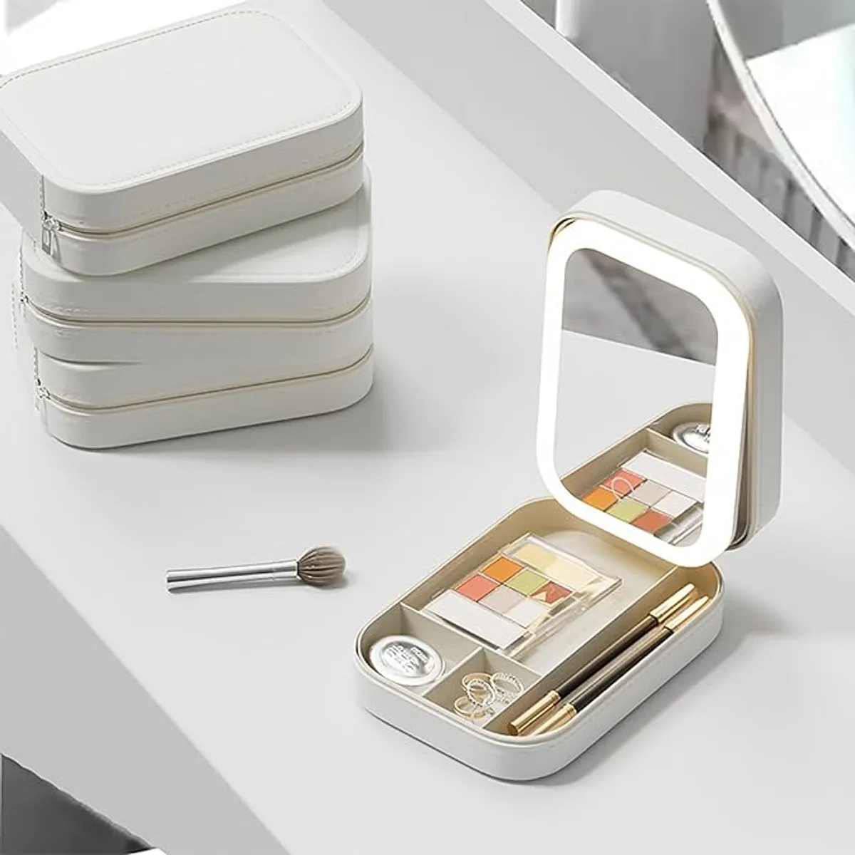 GENERICO - Joyero Espejo LED 3 Colores Multifuncional con Luz Regulable