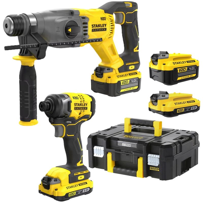 STANLEY - Rotomartillo SDS Plus Atornillador de Impacto 20V BRUSHLESS COMBO