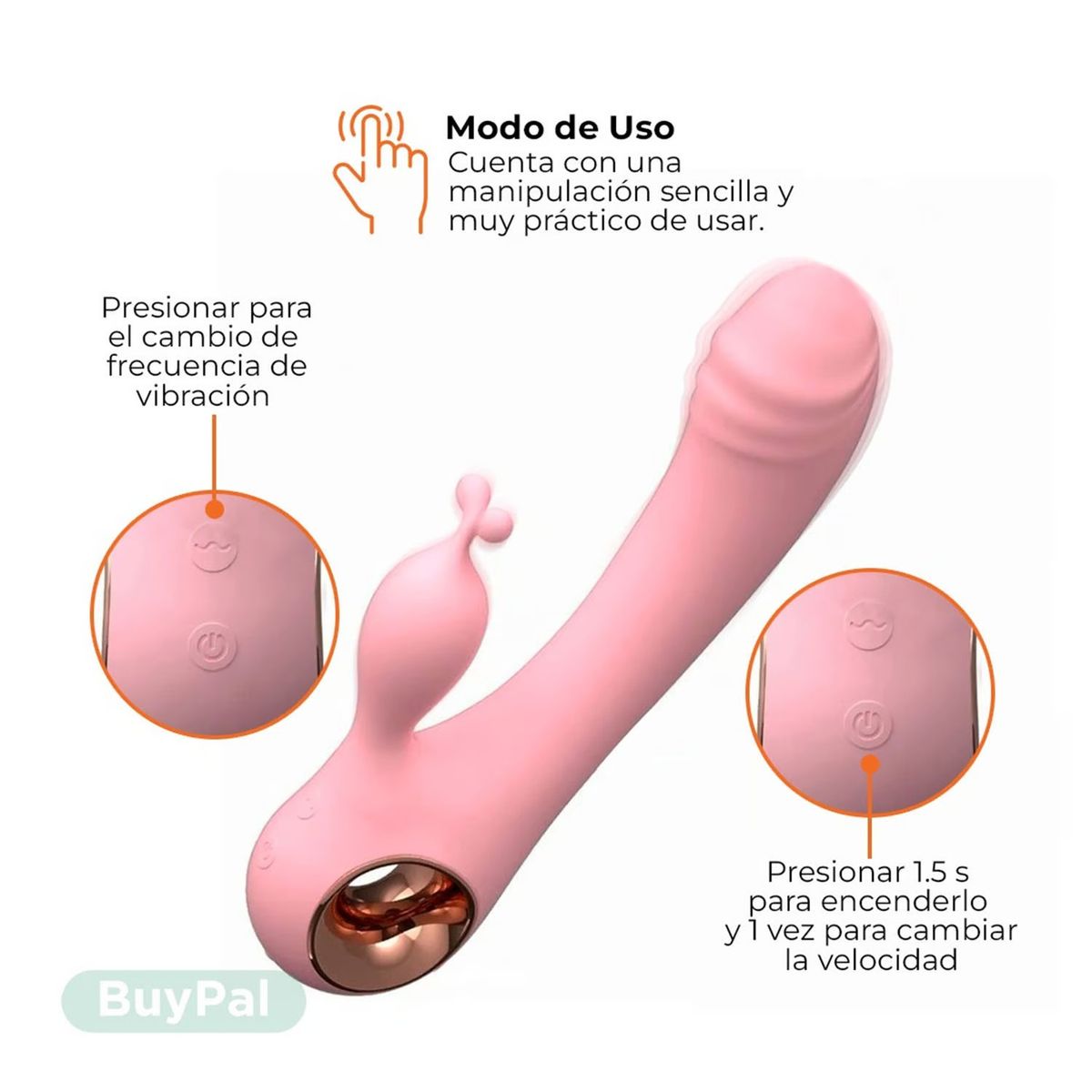 GENERICO - Consolador Vibrador Punto G Conejo Doble Climax Orgasmo Rosado