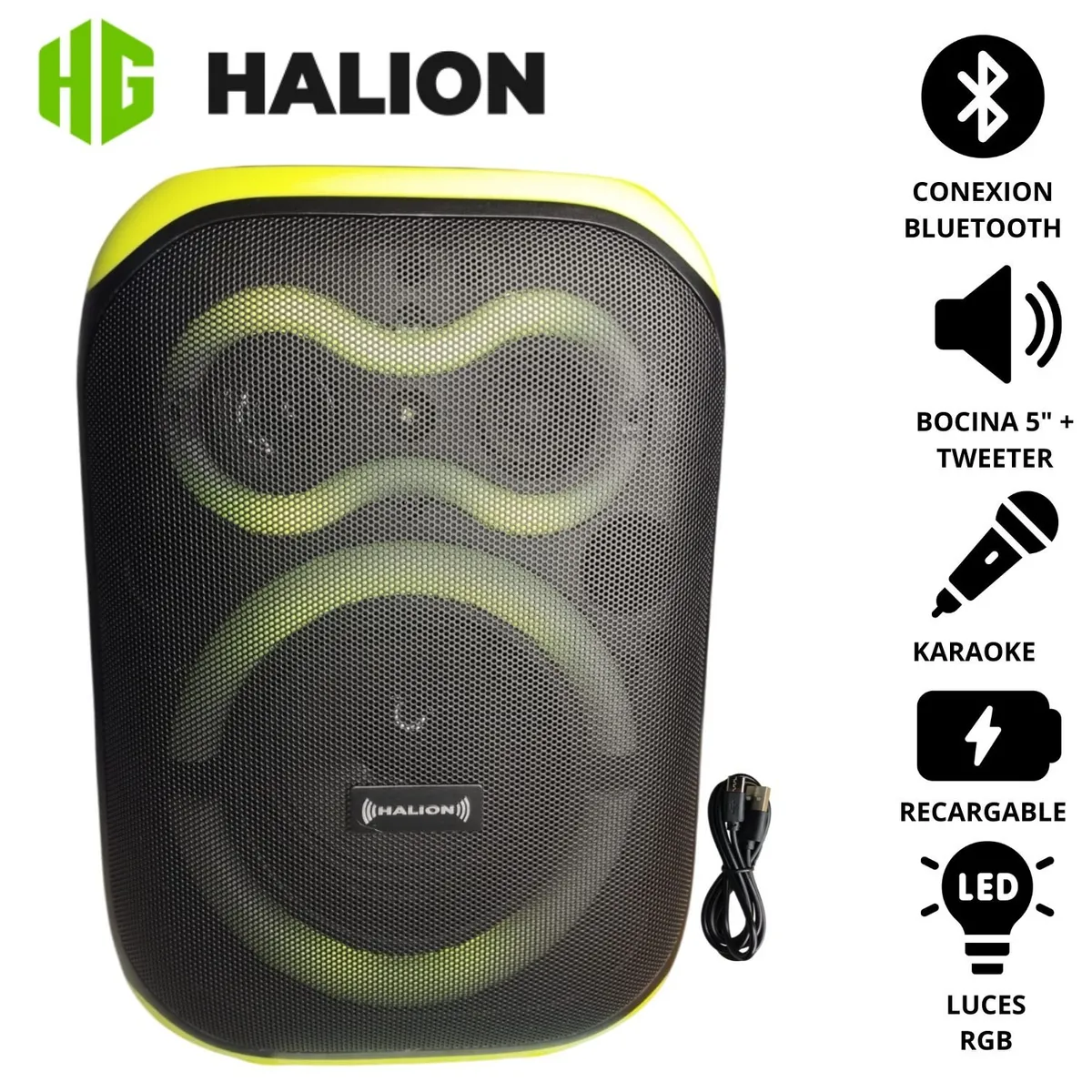 HALION - Parlante Portátil Halion CALIPSO HA W51 USB BT RGB TWS