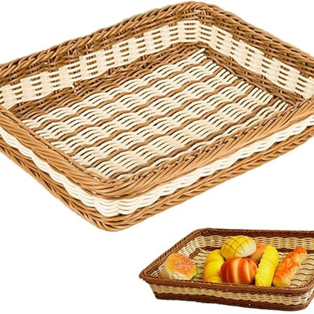 PERU - Cesta de Mimbre Tejida para el Hogar Marron y Beige