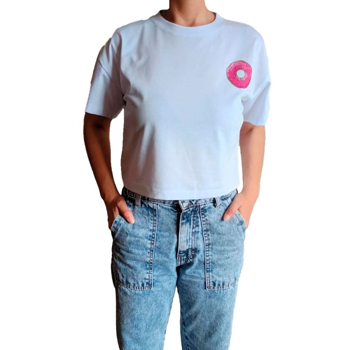 GENERICO - Polo Mujer Crop Top Dona - Nathalie Love It - Blanco