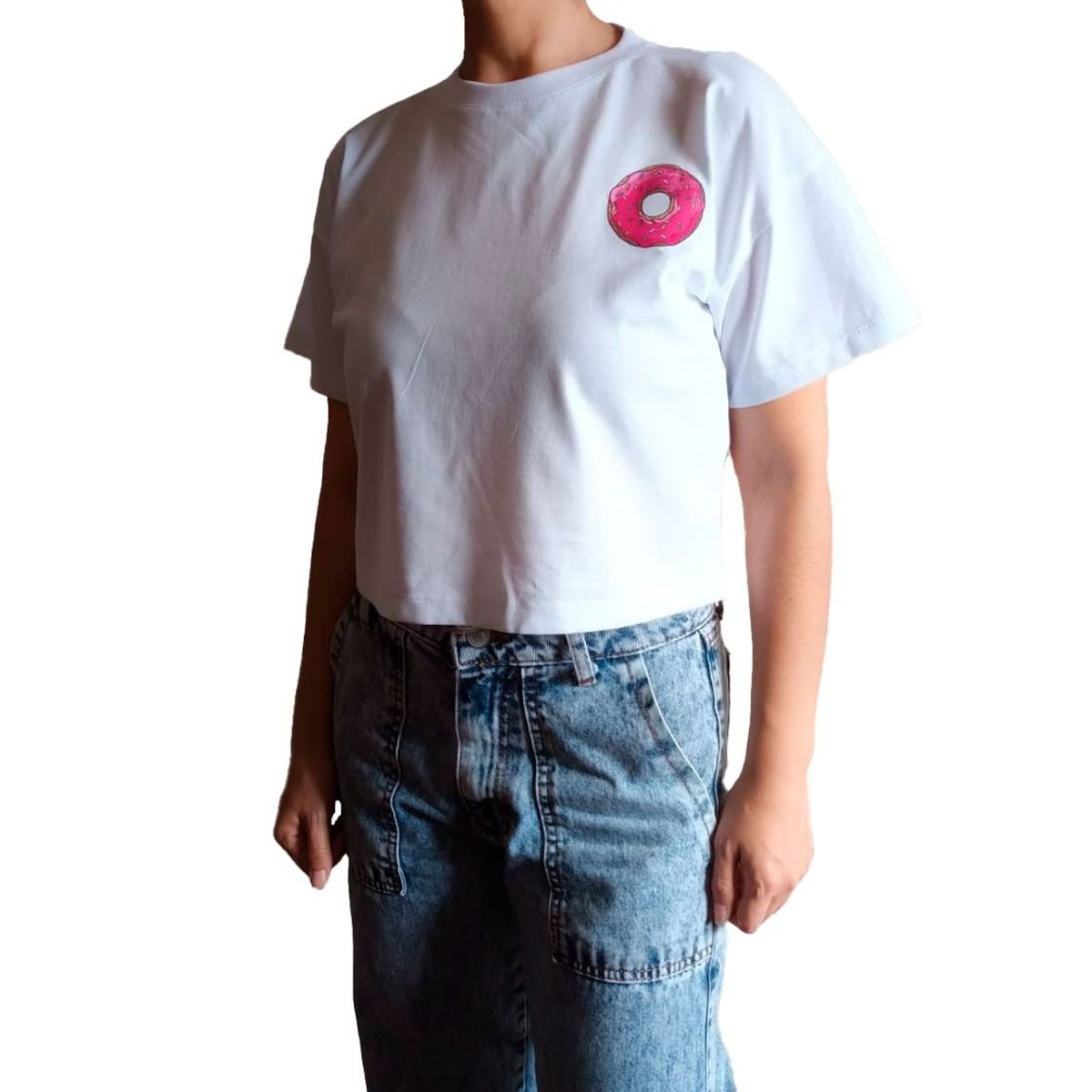 GENERICO - Polo Mujer Crop Top Dona - Nathalie Love It - Blanco