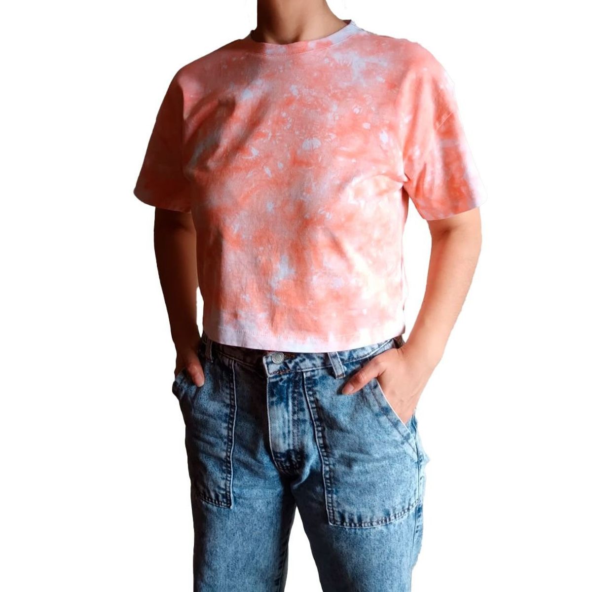 GENERICO - Polo Mujer Crop Top Tie dye - Nathalie Love It - Melón