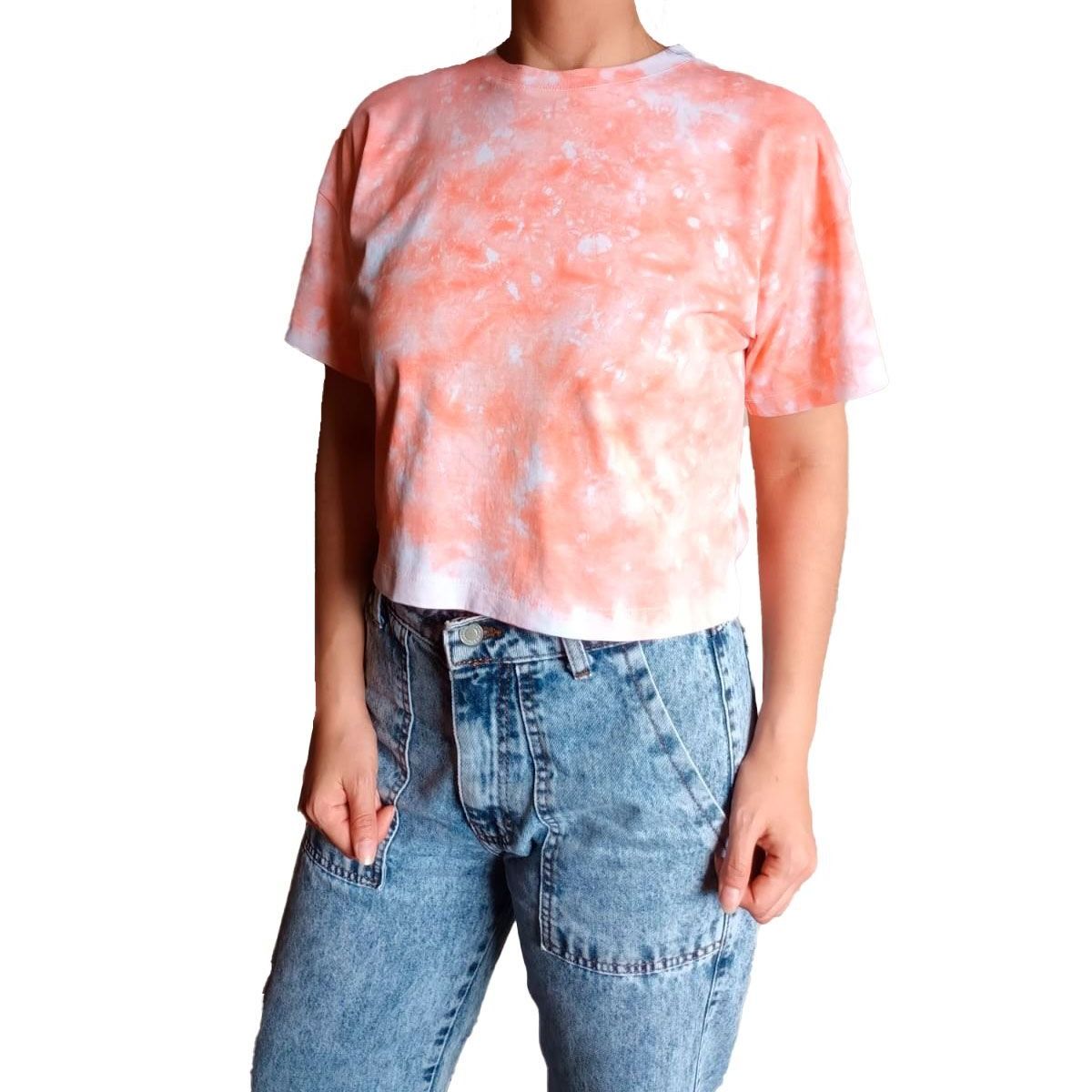 GENERICO - Polo Mujer Crop Top Tie dye - Nathalie Love It - Melón