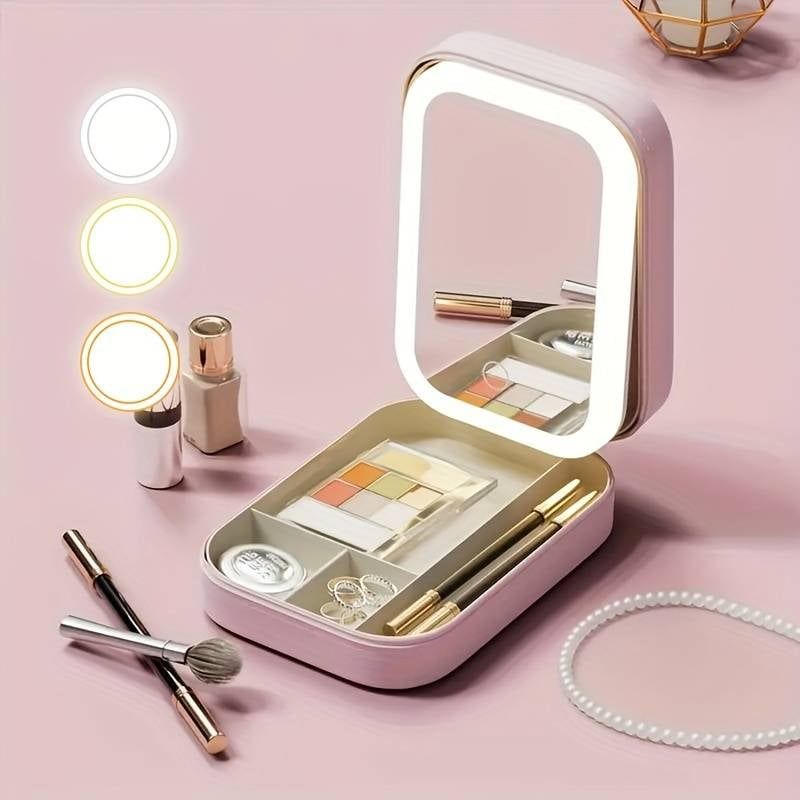 GENERICO - Joyero Espejo LED 3 Colores Multifuncional con Luz Regulable