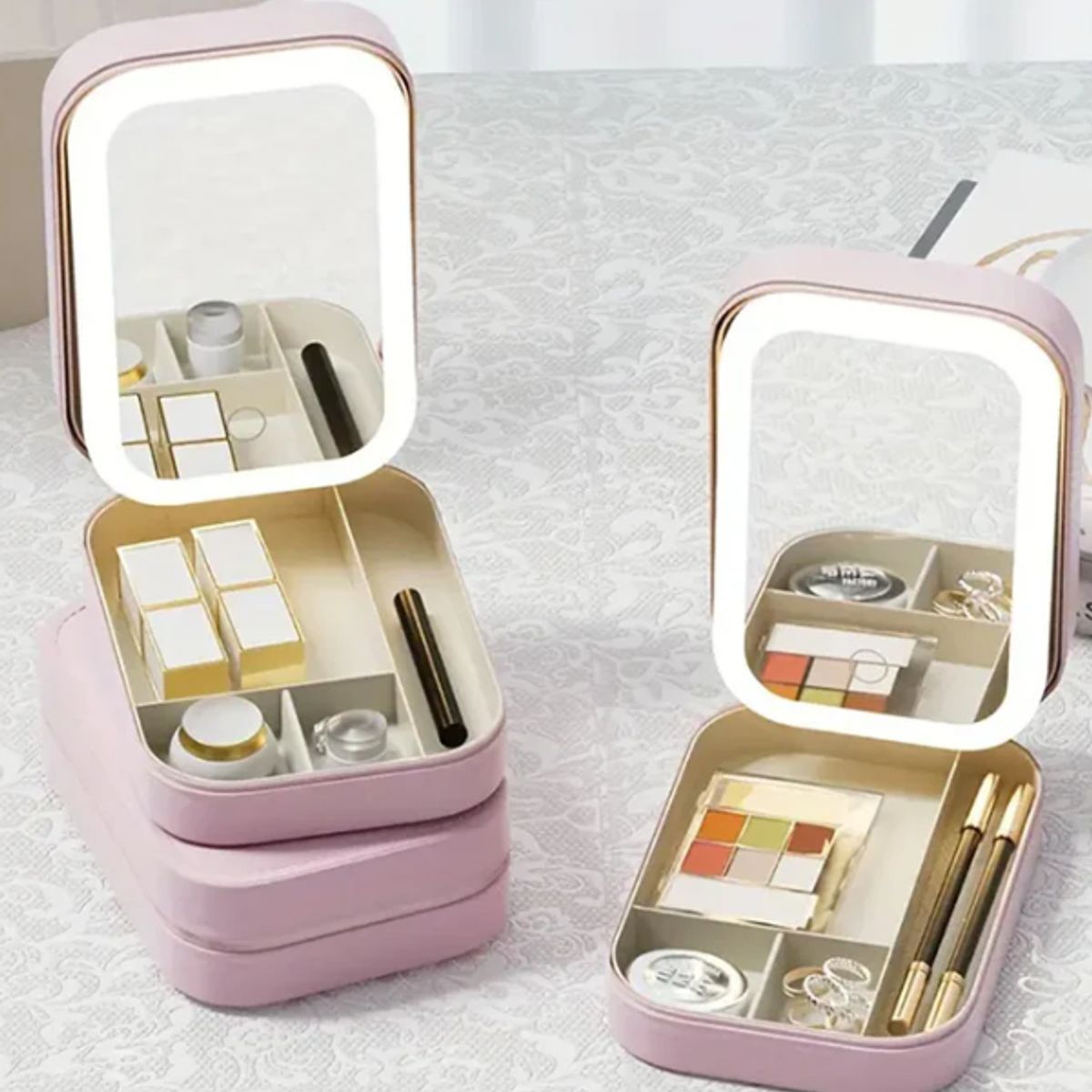 GENERICO - Joyero Espejo LED 3 Colores Multifuncional con Luz Regulable