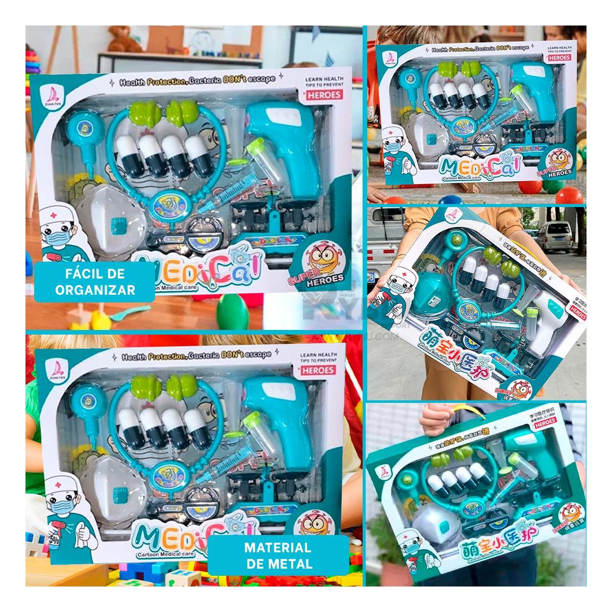 GENERICO - Kit de Juego de Doctora en Color Verde Y+Gift Stickers