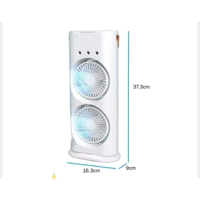 GENERICO - VENTILADOR DOBLE AIRE FRIO Y HUMIDIFICADOR CON CONTROL REMOTO CON USB