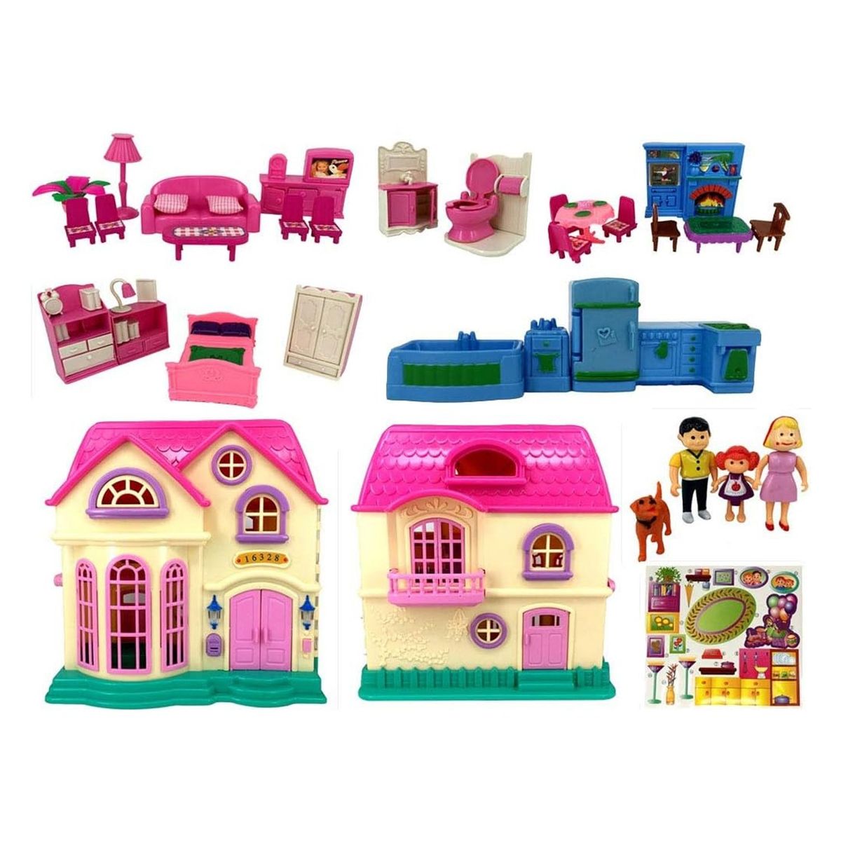 GENERICO - Juguete Casa de Muñeca Amoblada Mi Familia Feliz Con Luz