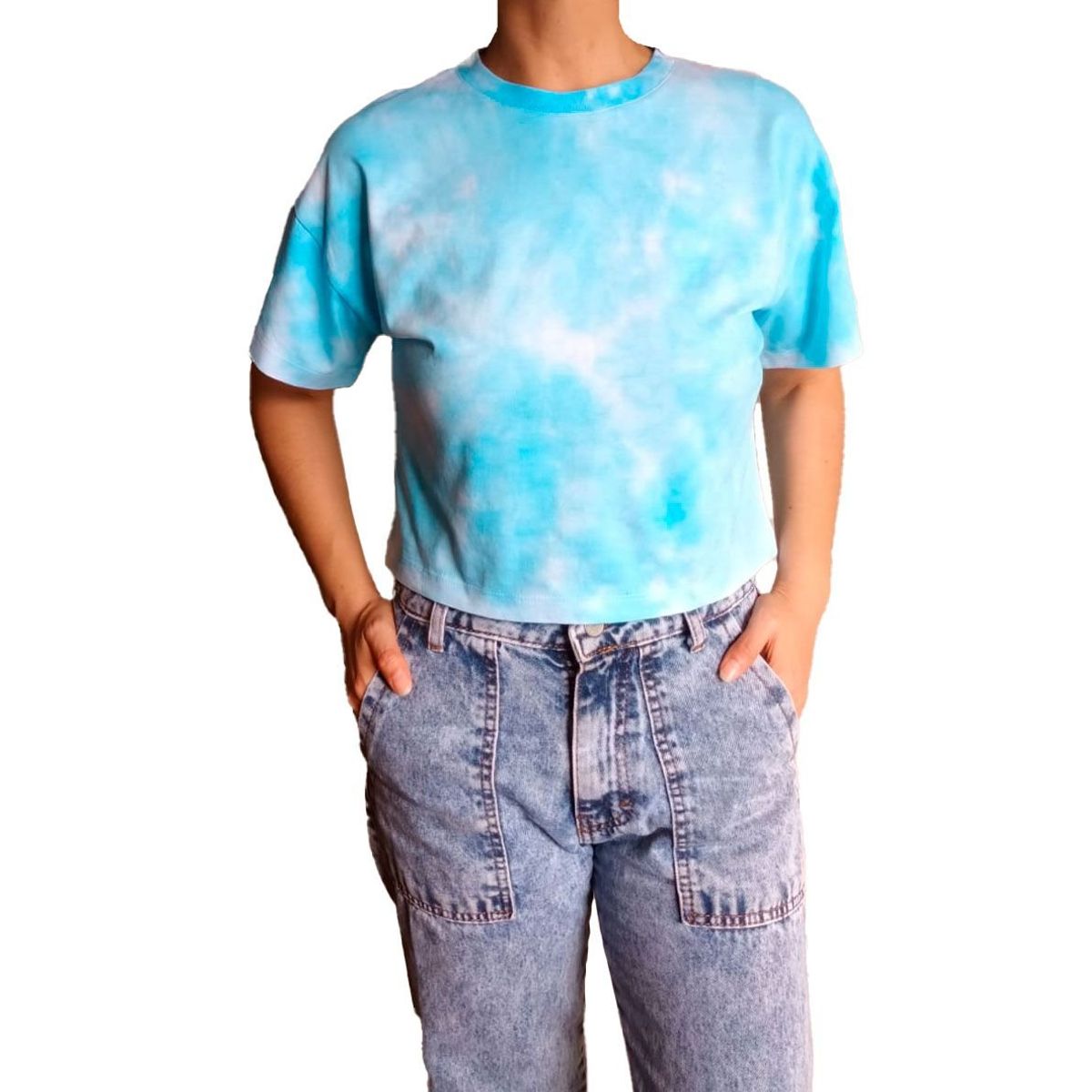 GENERICO - Polo Mujer Crop Top Tie dye - Nathalie Love It - Celeste