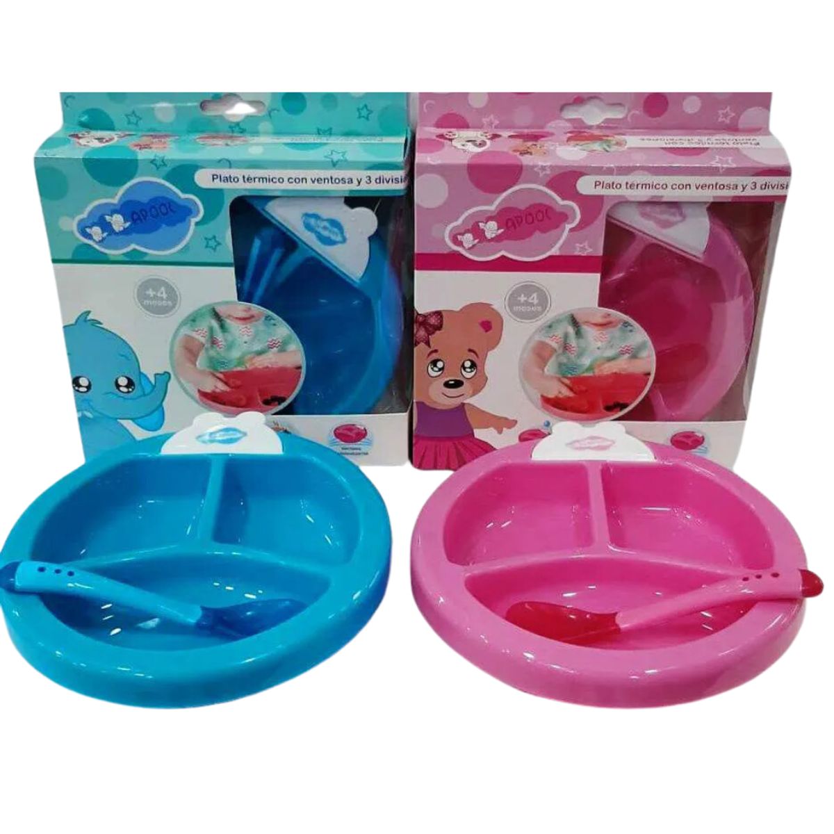 GENERICO - Plato Térmico Antiderrame Para Bebés Celeste