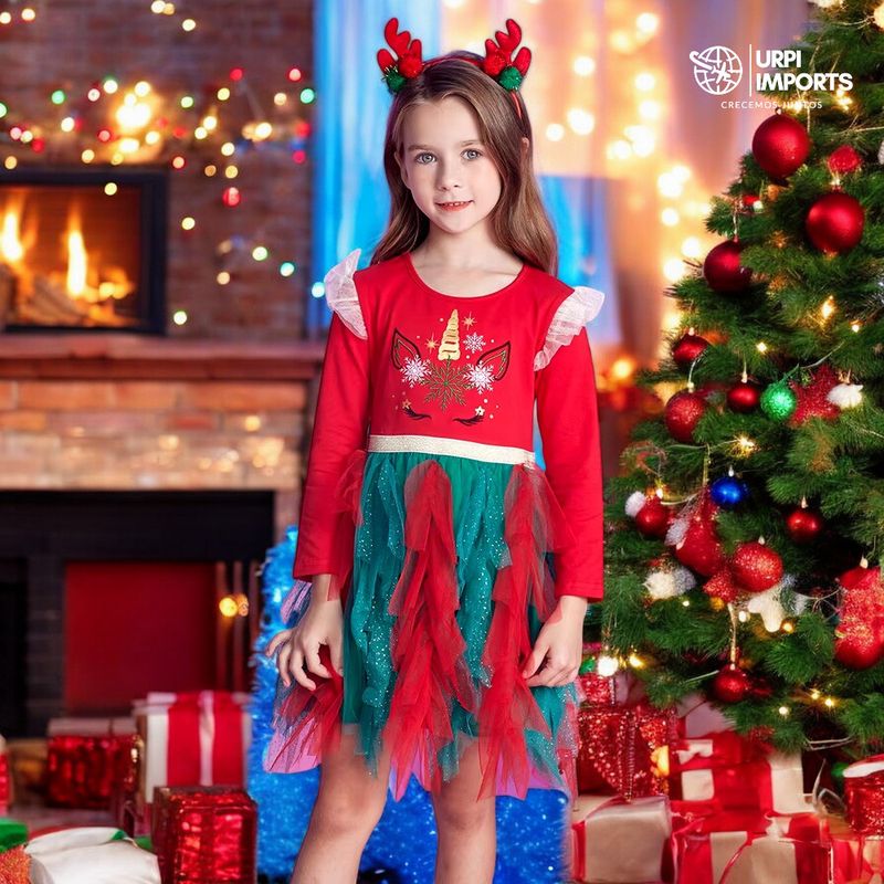 GENERICO - VESTIDO PARA NIÑA NAVIDAD - FIESTAS NAVIDEÑAS