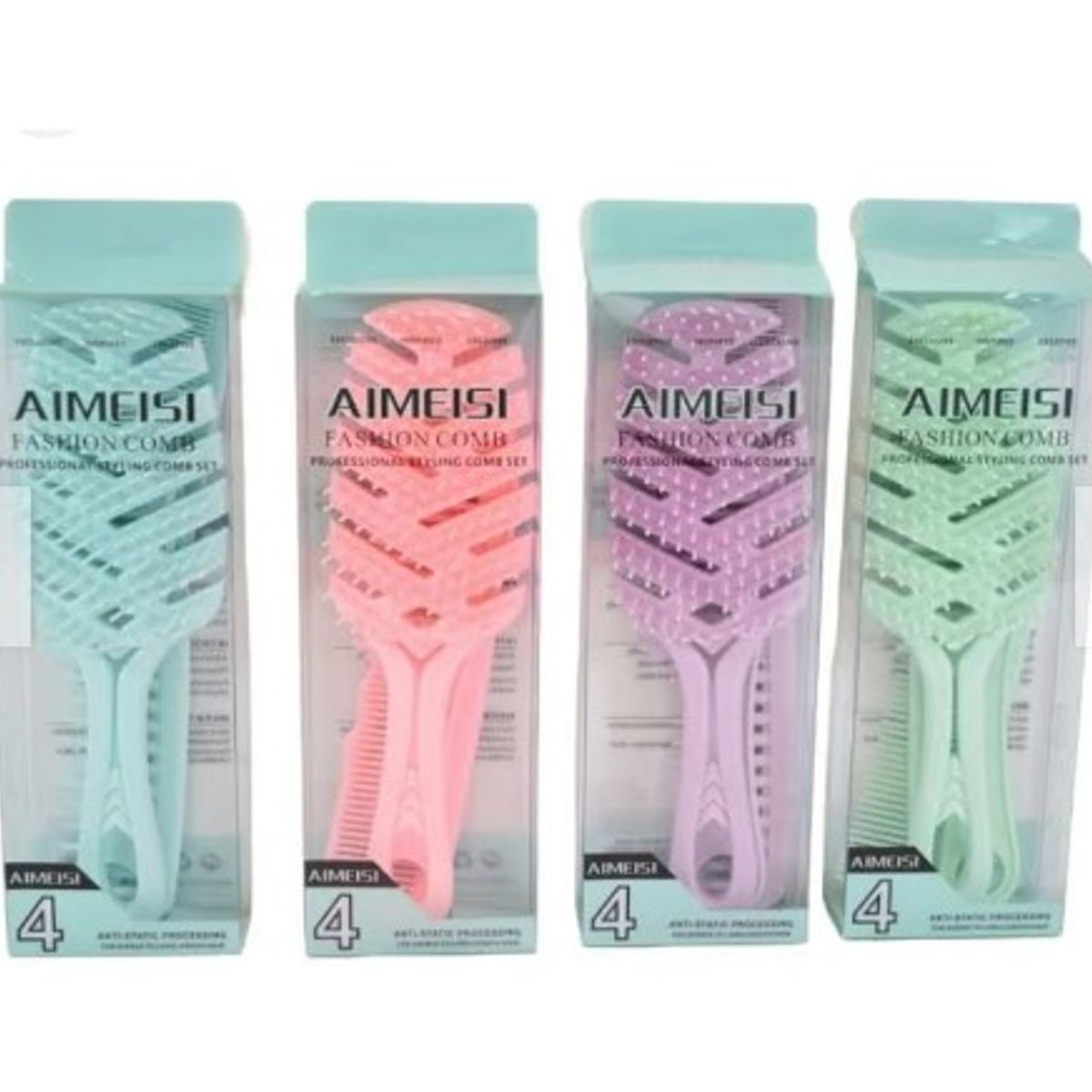 GENERICO - Pack x 4 de Cepillo y Peines  Desenredante Antifrizz.