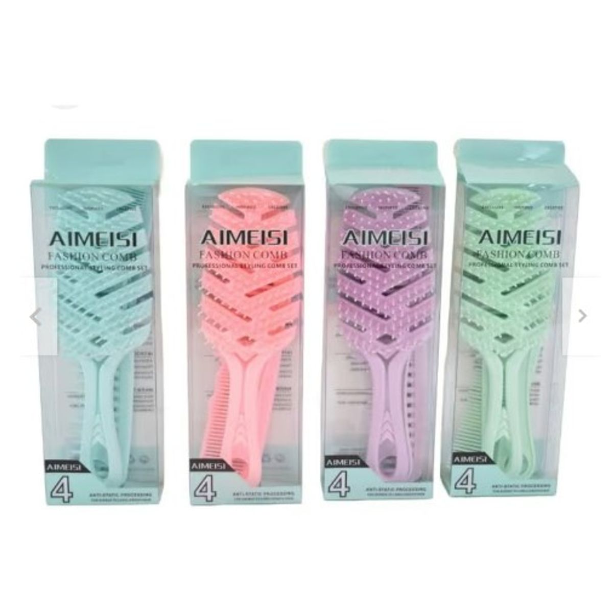 GENERICO - Pack x 4 de Cepillo y Peines  Desenredante Antifrizz.