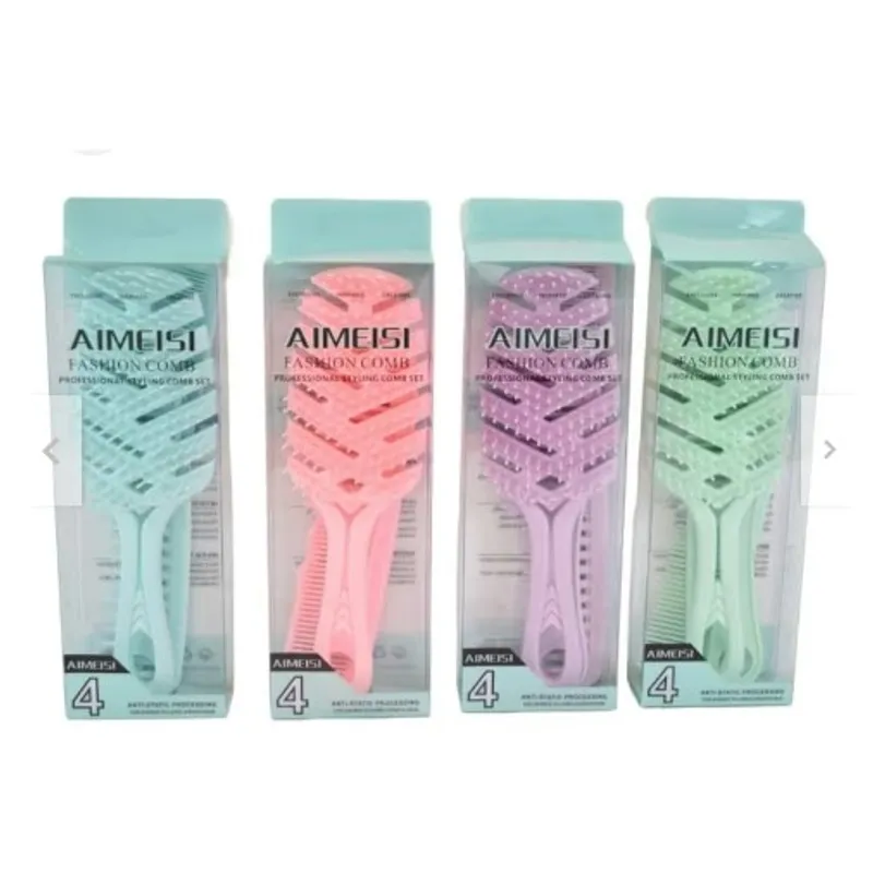 GENERICO - Pack x 4 de Cepillo y Peines  Desenredante Antifrizz.