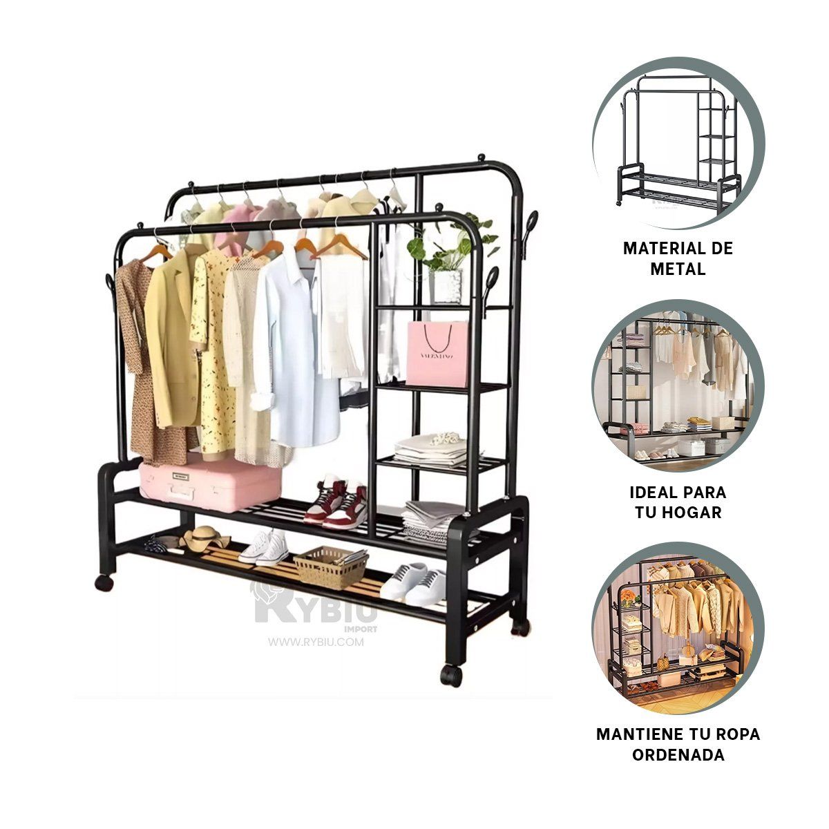 RYBIU IMPORT - Soporte para Casa en Tonalidad Negro Y+Banderitas Adhesivas