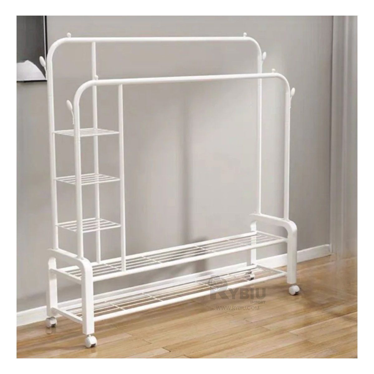 RYBIU IMPORT - Estante para Prendas Doble con 2N Blanco Y+Papel de Regalo