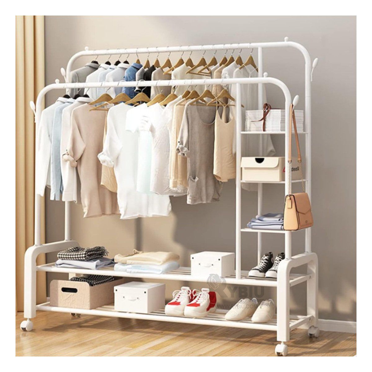 RYBIU IMPORT - Organizador Doble Util para Ropa en Blanco Y+Gift MiniAgenda