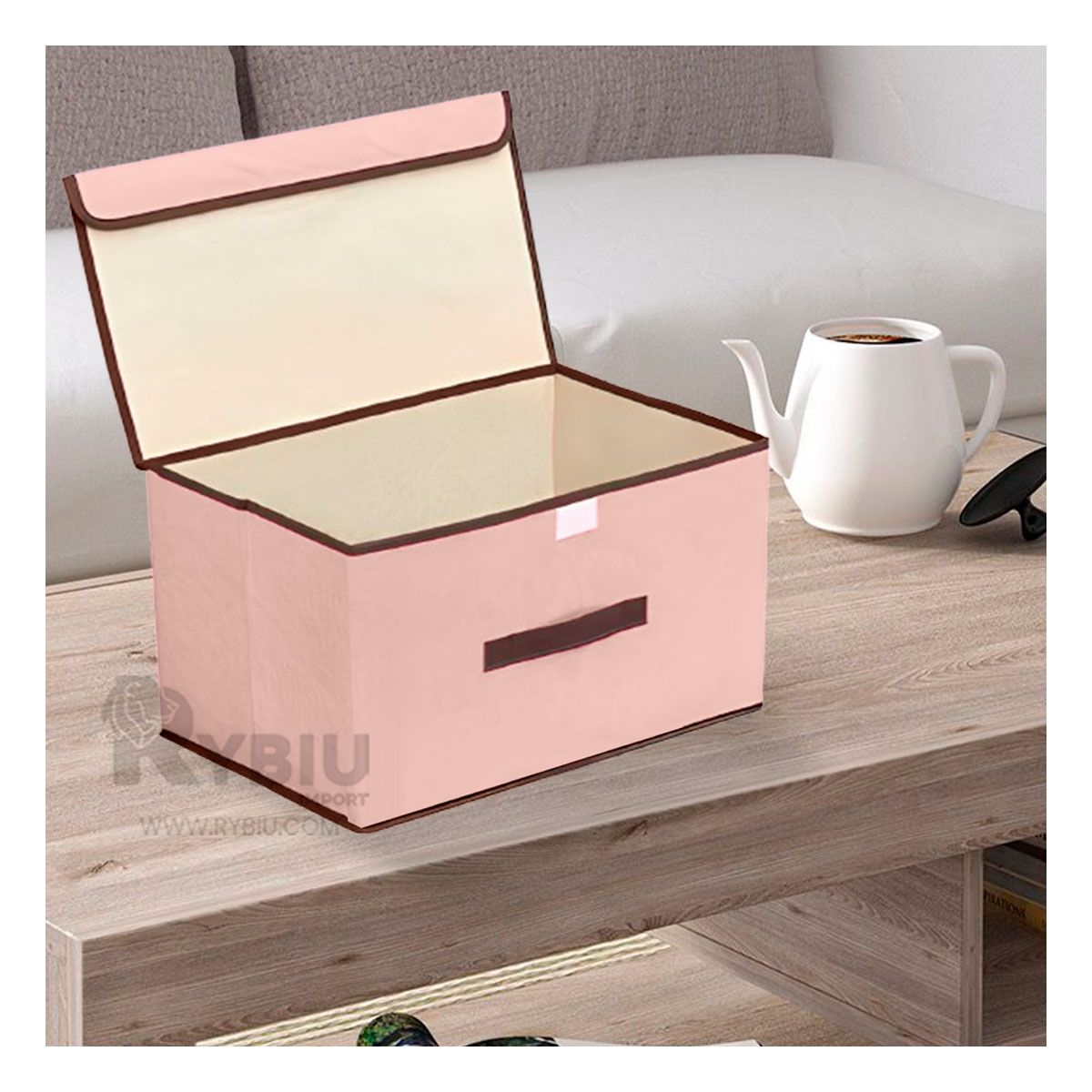 RYBIU IMPORT - Caja Compacta y Util 36x24x23 Tono Beige Y+Papel de Regalo