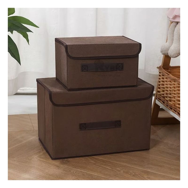 RYBIU IMPORT - Caja Organizadora de Tela en Coloracion 25x19x16 cm Marron
