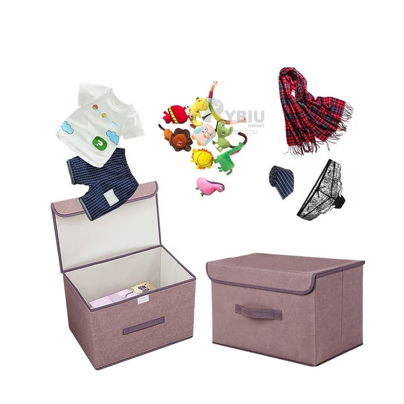 RYBIU IMPORT - Contenedor Versatil 25x19x16 Marron Y+Banderitas Adhesivas