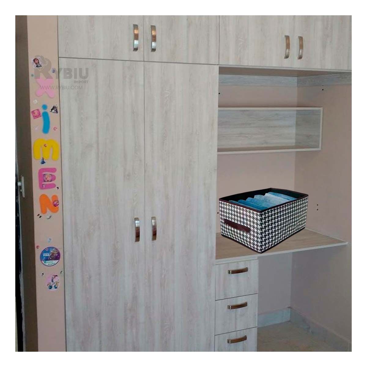 RYBIU IMPORT - Contenedor de Tela de 47x28x20 en Marron Y+Post-it Adhesivos