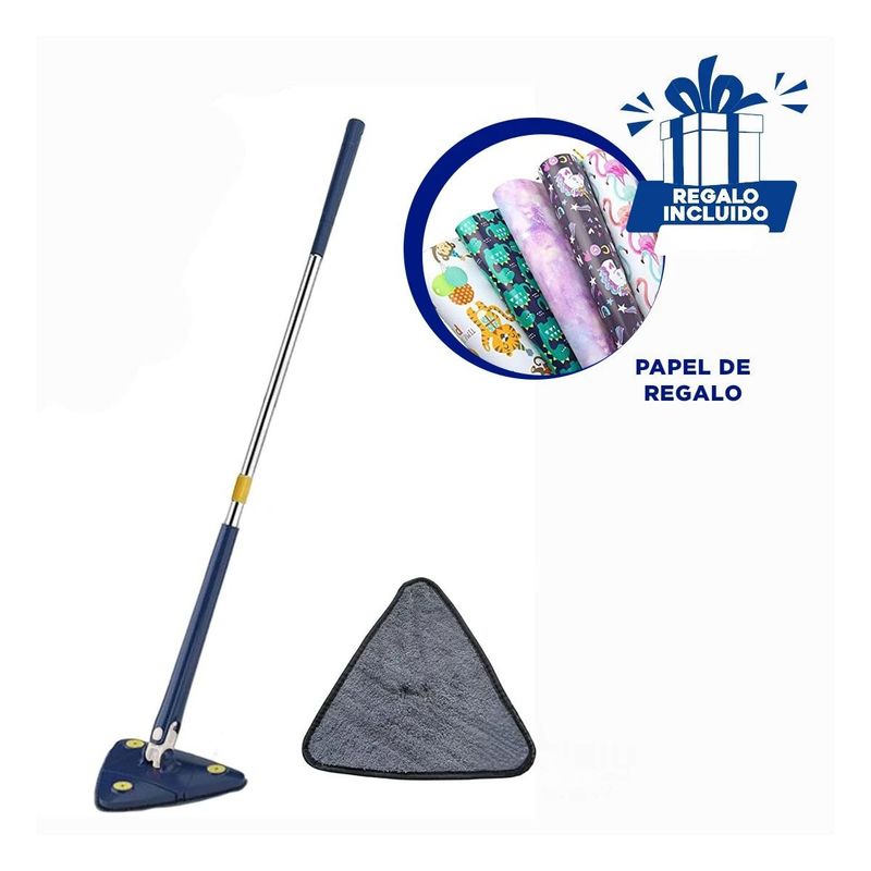GENERICO - Trapeador Giratorio 360 en Color Azul Y+Papel de Regalo