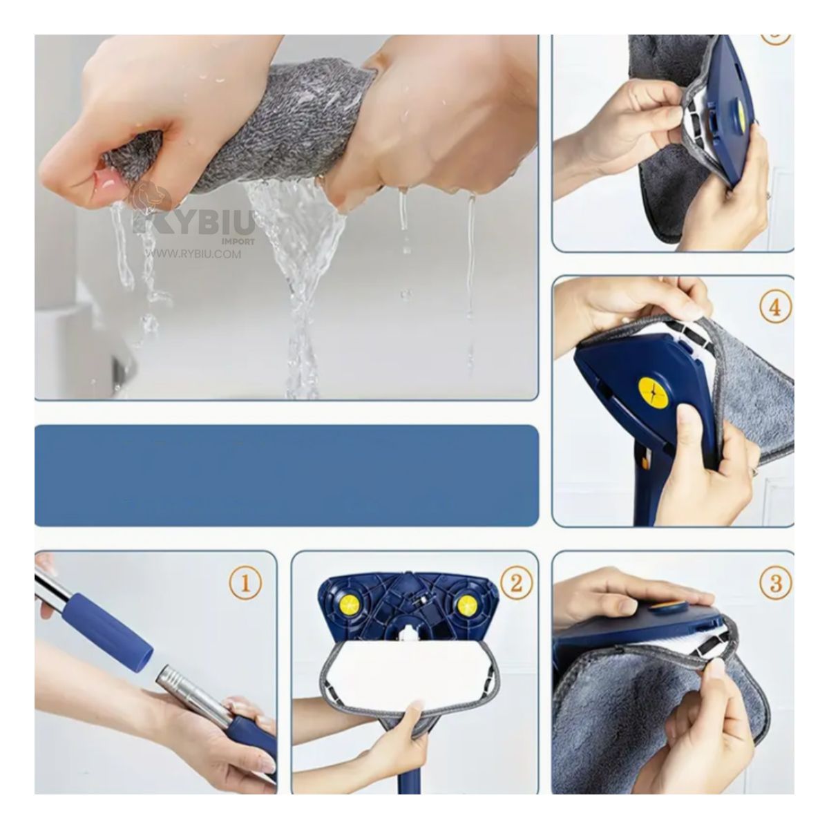 GENERICO - Trapeador con Exprimidor para Cocina Azul Y+Papel de Regalo