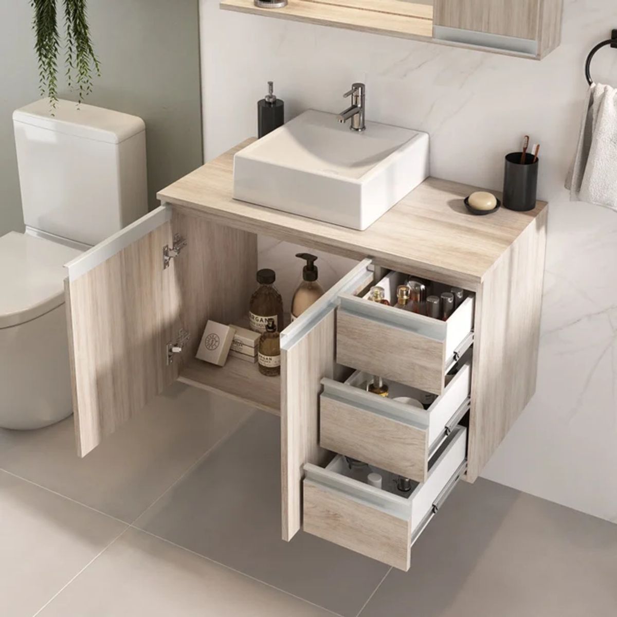 GENERICO - Pack Mueble de Baño y Espejo Takahito Manzano R&R MUEBLES