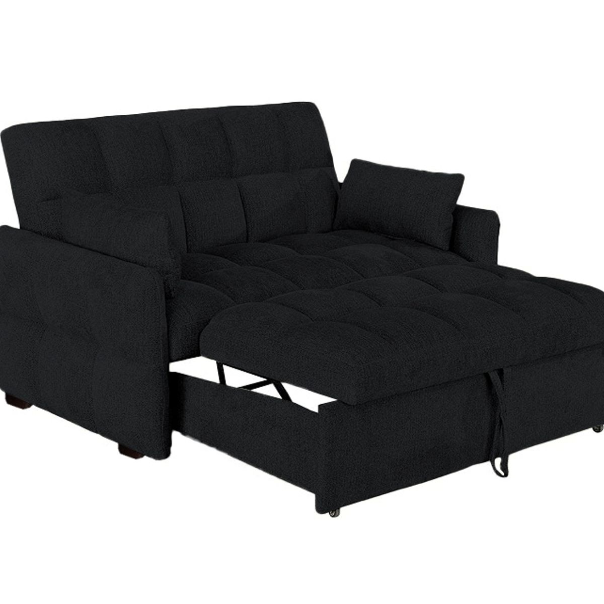 BARAKA HOME - Sofá Cama Aloro con 2 Almohadas 1.5 Plz - Negro