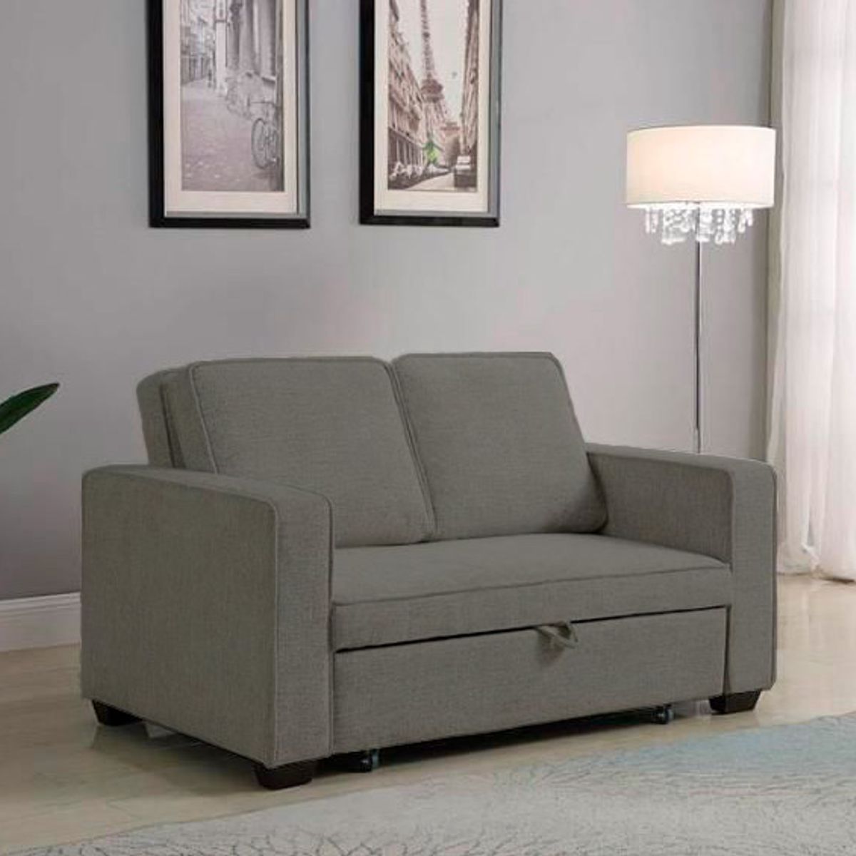 BARAKA HOME - Sofá Cama Skopie con 2 Almohadas 1.5 Plz - Gris Oscuro