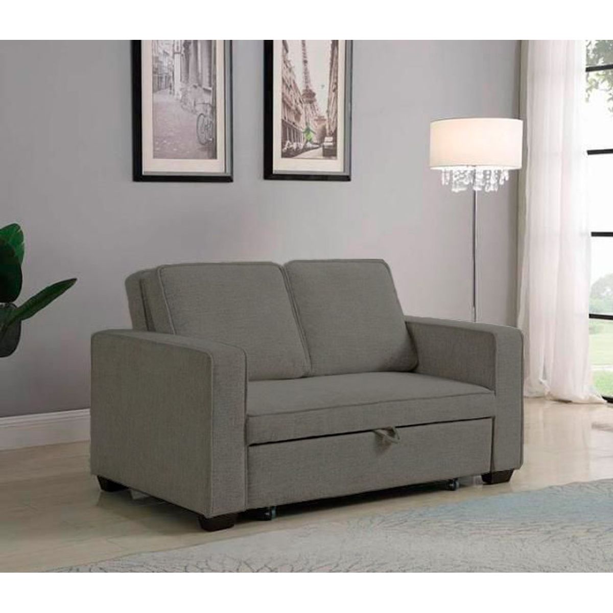 BARAKA HOME - Sofá Cama Skopie con 2 Almohadas 1.5 Plz - Gris Oscuro