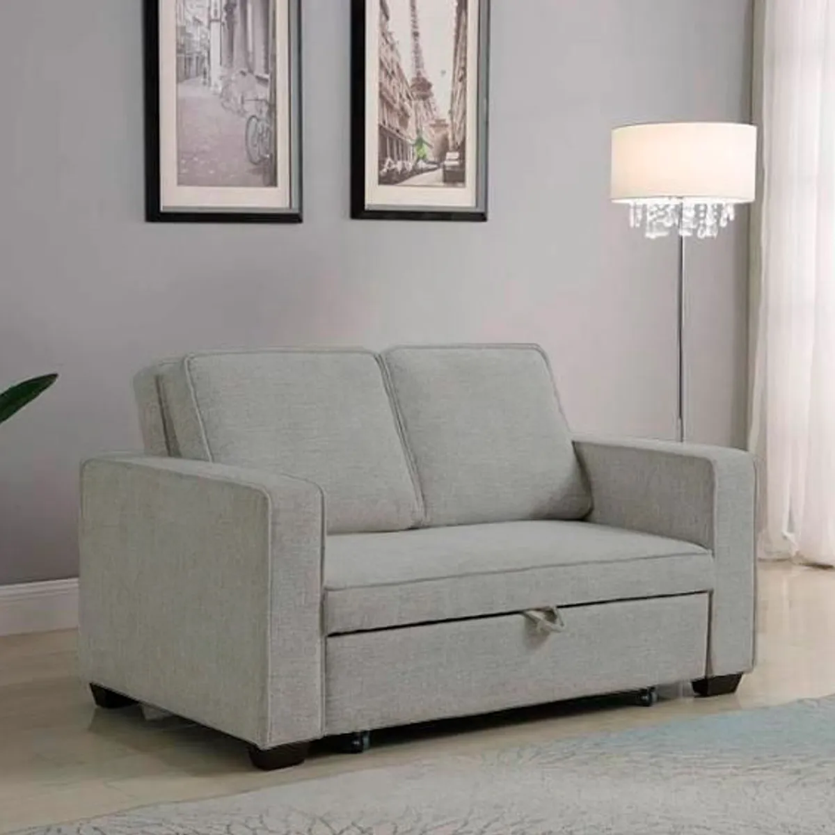 BARAKA HOME - Sofá Cama Skopie con 2 Almohadas 1.5 Plz - Gris Claro