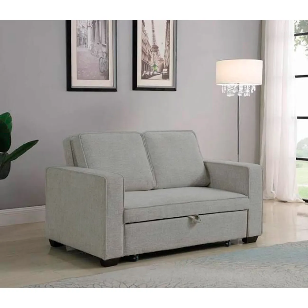 BARAKA HOME - Sofá Cama Skopie con 2 Almohadas 1.5 Plz - Gris Claro