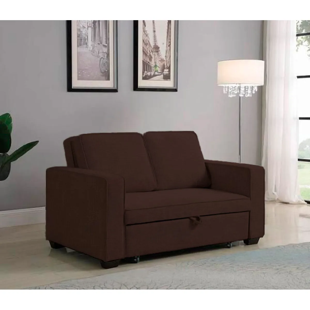 BARAKA HOME - Sofá Cama Skopie con 2 Almohadas 1.5 Plz - Chocolate