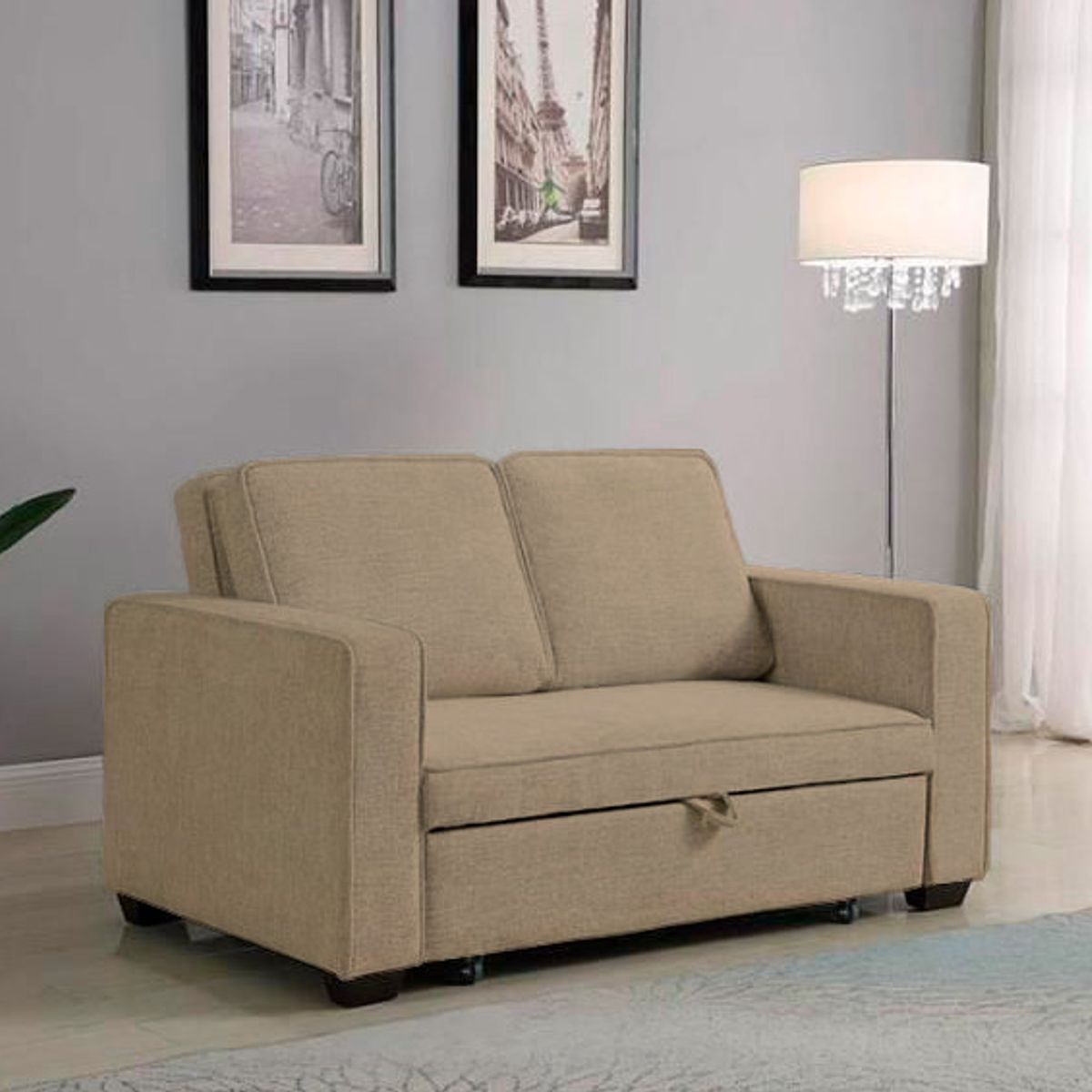 BARAKA HOME - Sofá Cama Skopie con 2 Almohadas 2 Plz - Beige Claro