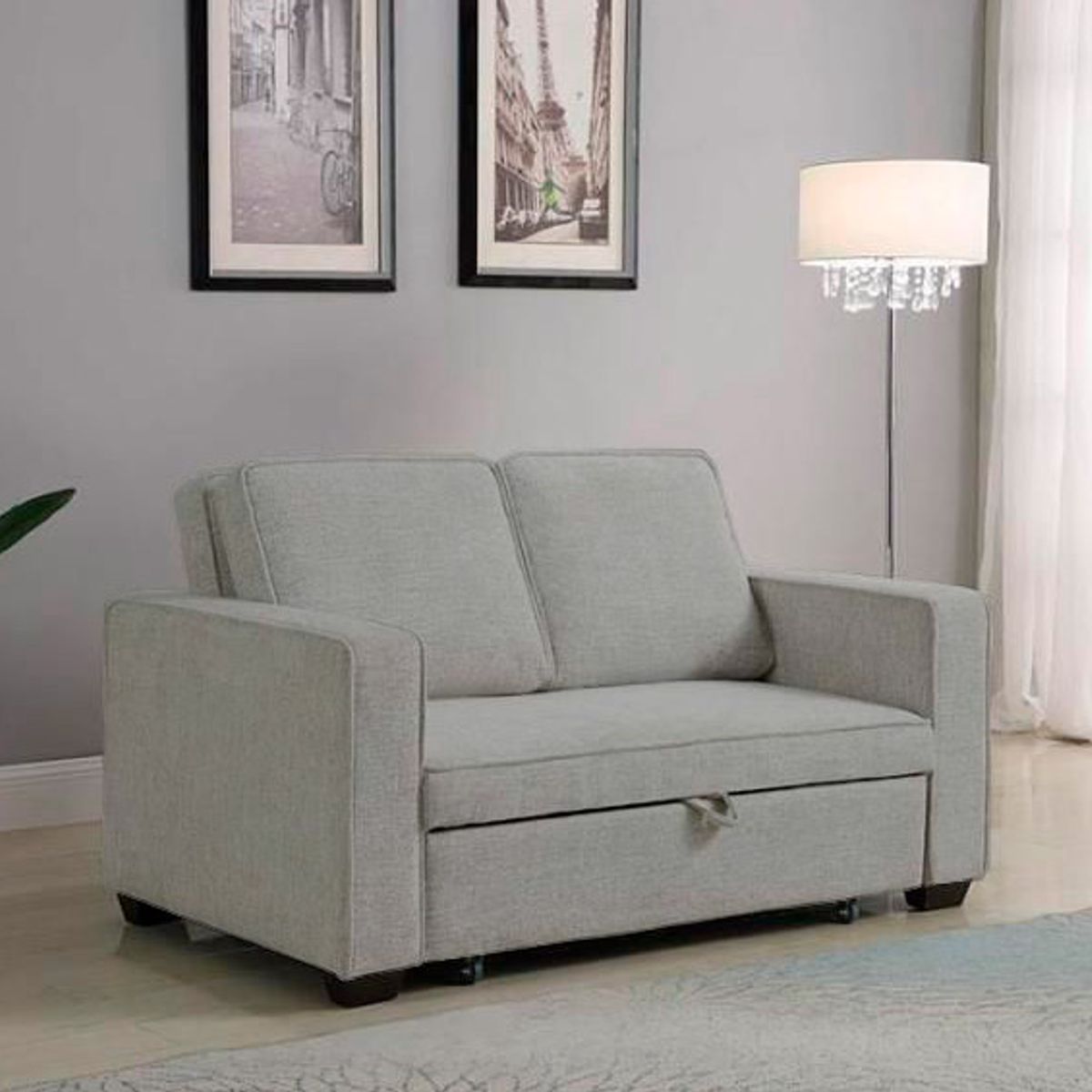 BARAKA HOME - Sofá Cama Skopie con 2 Almohadas 2 Plz - Gris Claro