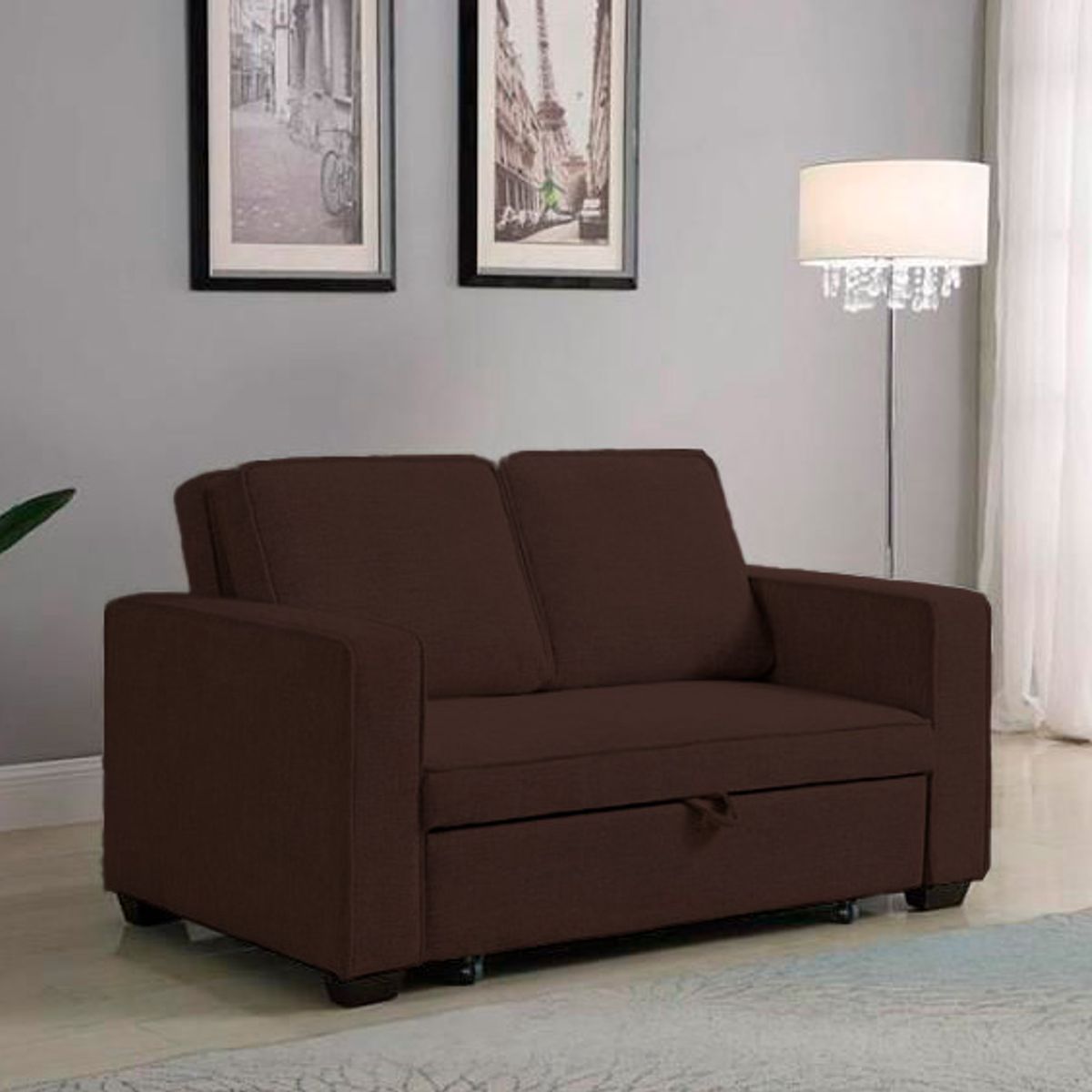 BARAKA HOME - Sofá Cama Skopie con 2 Almohadas 2 Plz - Chocolate