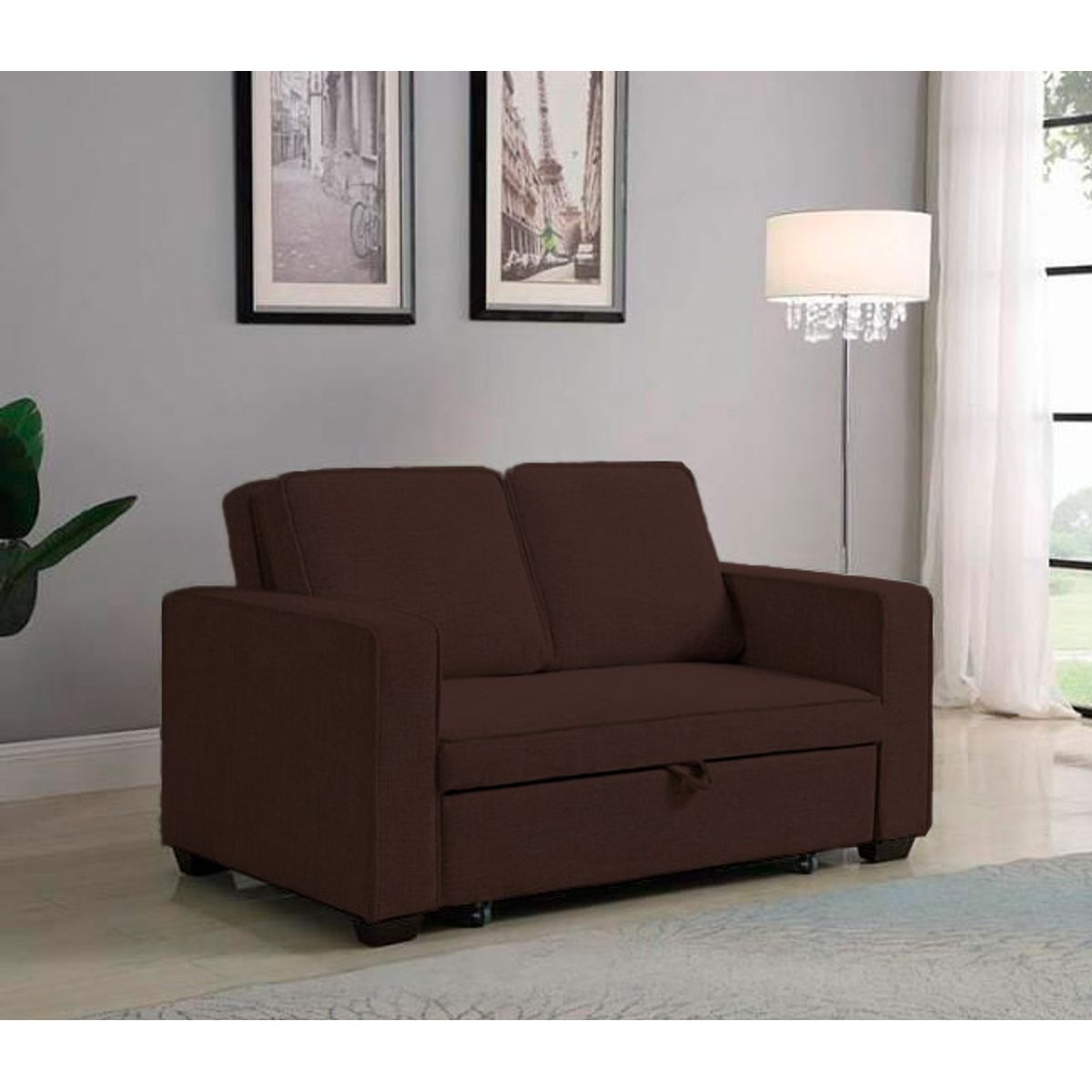 BARAKA HOME - Sofá Cama Skopie con 2 Almohadas 2 Plz - Chocolate