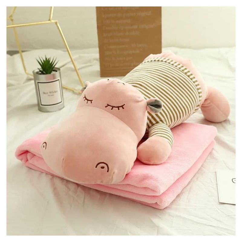 GENERICO - PELUCHE MANTA CON DISEÑO DE HIPOPÓTAMO